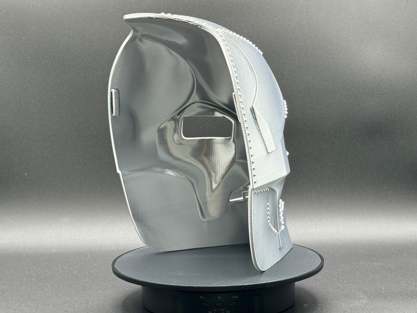 Dr. Doom Helmet – 3D Printed Armor Edition (Silver Finish)