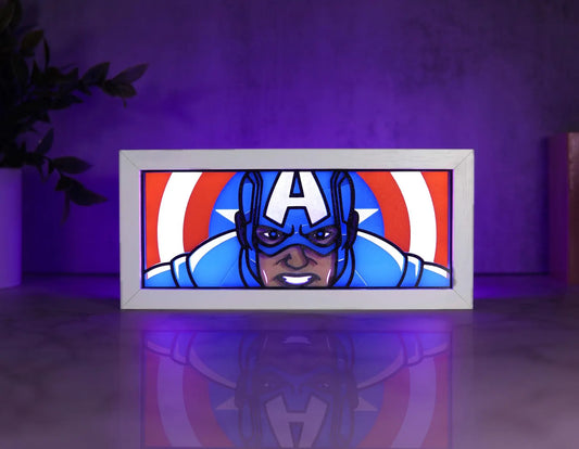 Captain America - LED Night Light Box | Color Changing | USB Plug + Remote