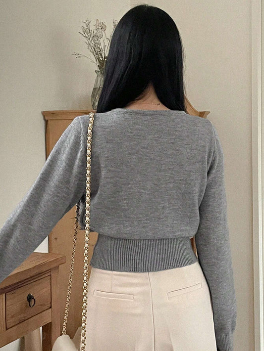 Hollow-Out Casual Business Style Cardigan Sweater For Women,Long Sleeve Tops,Fall Clothes