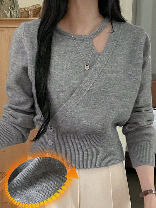 Hollow-Out Casual Business Style Cardigan Sweater For Women,Long Sleeve Tops,Fall Clothes
