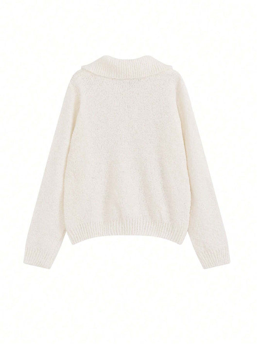 Collar Knitted Short Cardigan For Small Women, Fashion Chic Sweater Jacket, Autumn/Winter