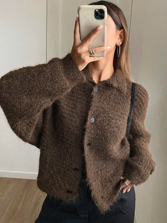 Women Loose Casual Open Front Cropped Cardigan, New Arrival Autumn