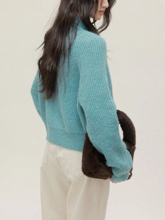 Women's Autumn/Winter Casual Reversible Collar Cardigan Sweater