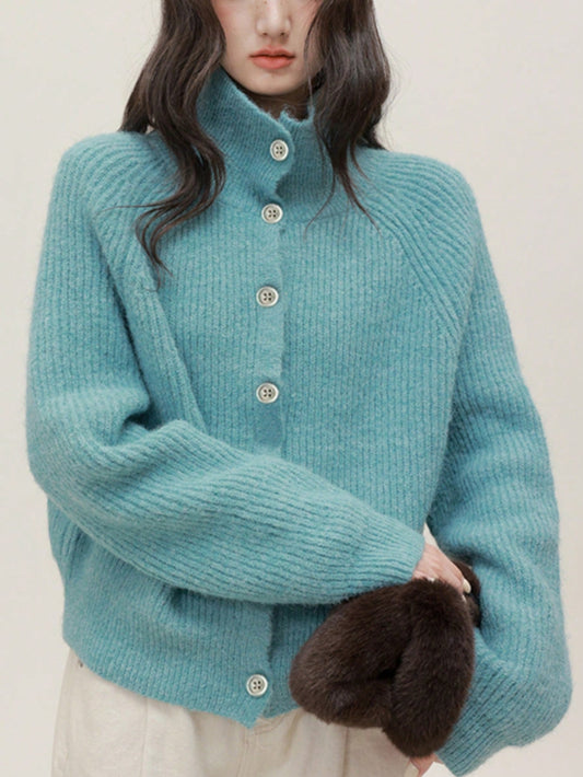 Women's Autumn/Winter Casual Reversible Collar Cardigan Sweater