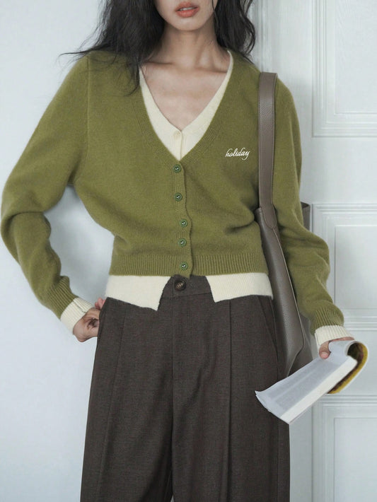 Women's Autumn/Winter Minimalist 2 In 1 V-Neck Sweater Cardigan