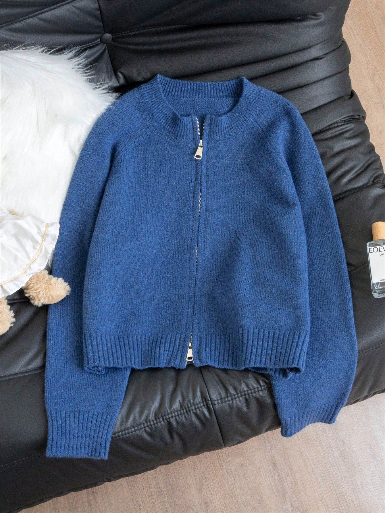 Warm Outerwear Two-Way Zipper Women's Sweater Cardigan Knit Coat, Autumn/Winter,Back To School,Christmas And New Year's Elegant And Casual Long-Sleeved Top