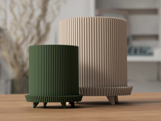 Nordic Ribbed Planter Set