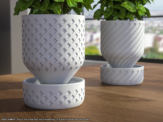 HydraNest Self-Watering Planter – Geogrid & Swirl Series