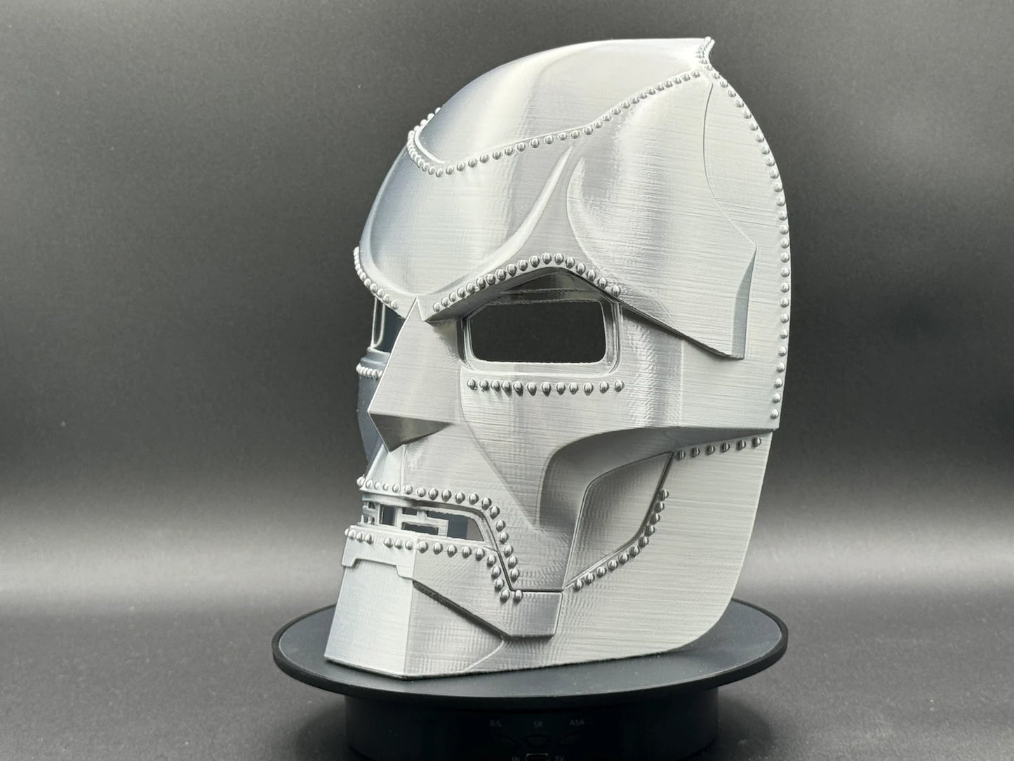 Dr. Doom Helmet – 3D Printed Armor Edition (Silver Finish)