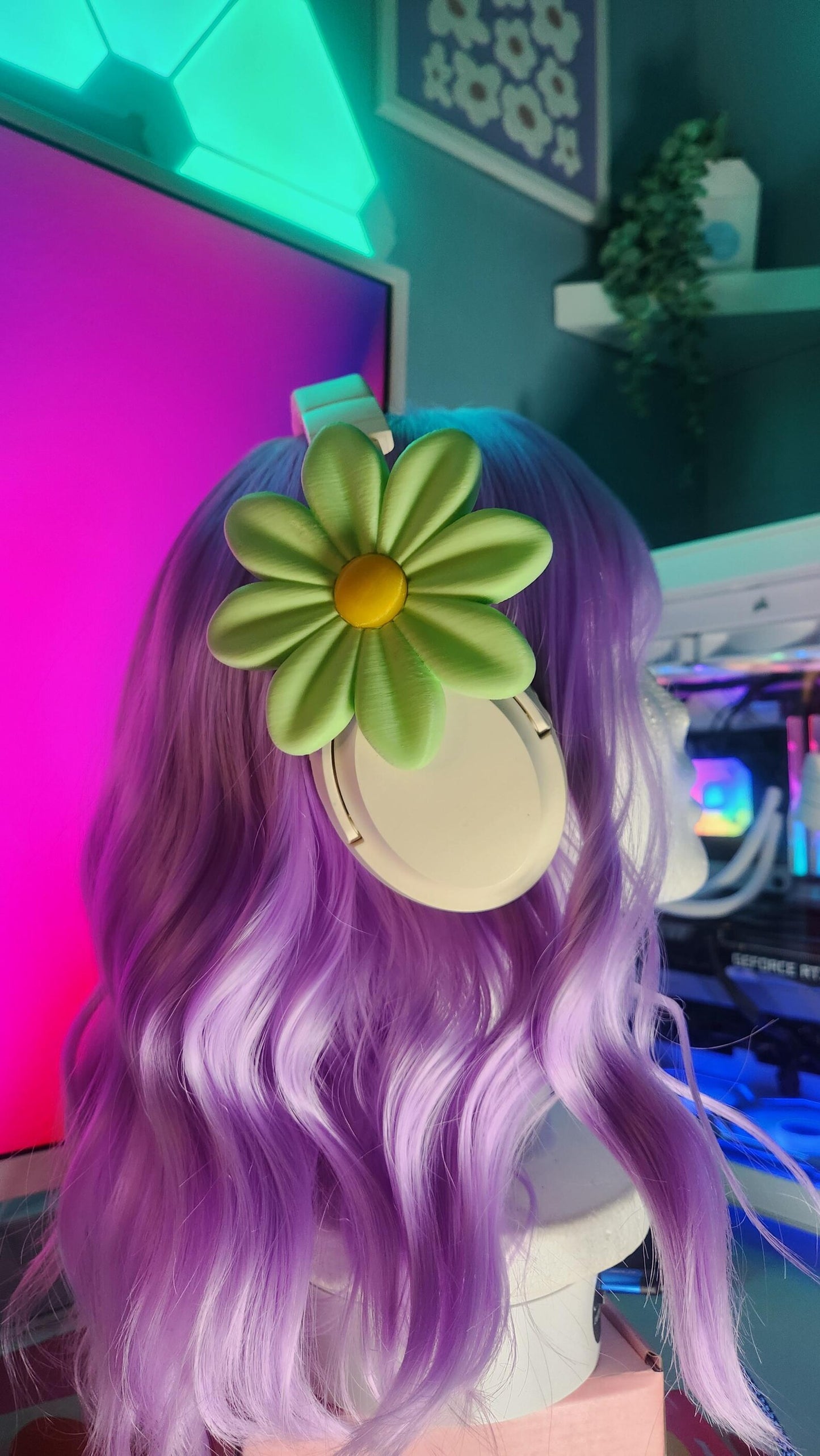 Daisy Flower Headphone Accessory – Cute & Aesthetic Gaming Decor
