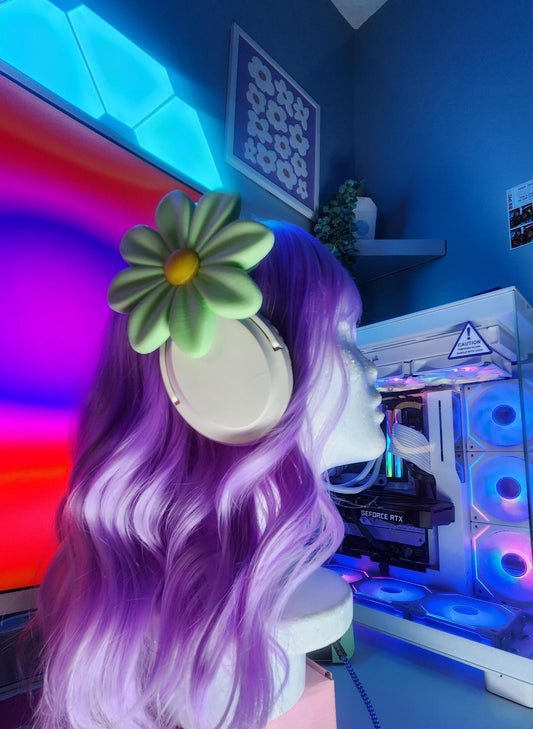 Daisy Flower Headphone Accessory – Cute & Aesthetic Gaming Decor