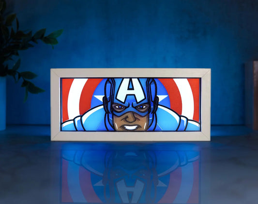 Captain America - LED Night Light Box | Color Changing | USB Plug + Remote